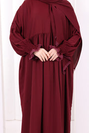 Lace-Detailed Prayer Dress 6095 Plum view 6