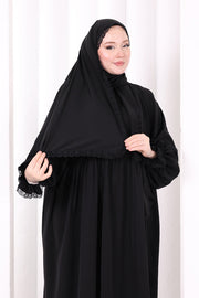 Lace-Detailed Prayer Dress 6095 Black - view 5