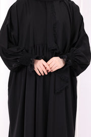 Lace-Detailed Prayer Dress 6095 Black - view 6