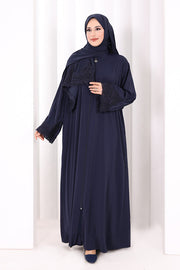 Lace-Detailed Prayer Abaya 6093 Navy - view 2