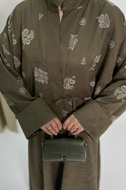 Patterned Jacket and Skirt Set 8718 Khaki — view 3