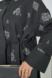 Patterned Jacket and Skirt Set 8718 Black — view 6