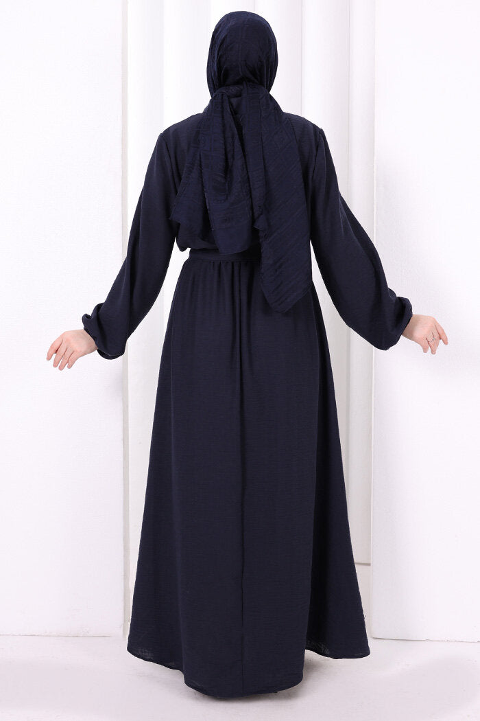 Button-Detailed Dress 6097 Navy
