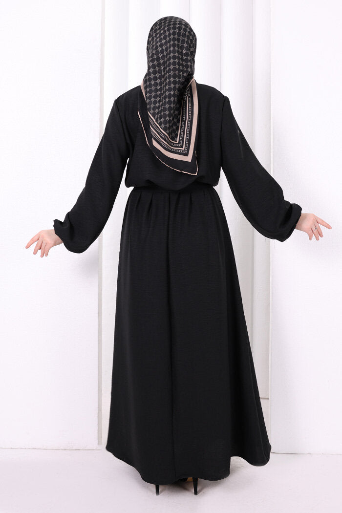 Button-Detailed Dress 6097 Black