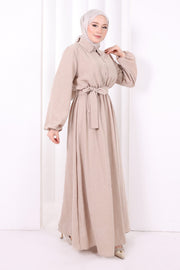 Button-Detailed Dress 6097 Mink - view 3