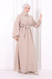 Button-Detailed Dress 6097 Mink - view 4