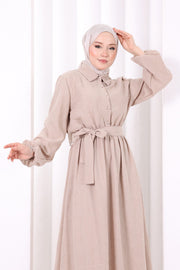 Button-Detailed Dress 6097 Mink - view 6