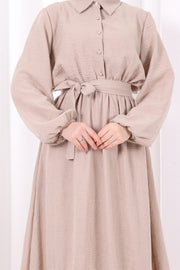 Button-Detailed Dress 6097 Mink - view 7