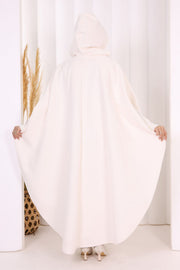 Hooded Wool-Blend Poncho 70130 Ecru