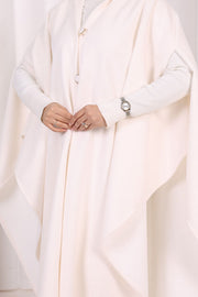 Hooded Wool-Blend Poncho 70130 Ecru