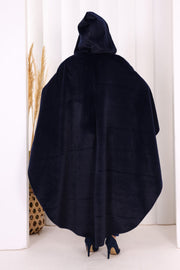 Hooded Wool-Blend Poncho 70130 Navy