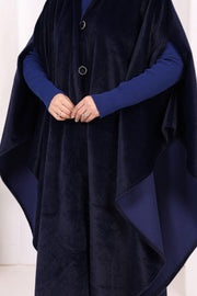 Hooded Wool-Blend Poncho 70130 Navy