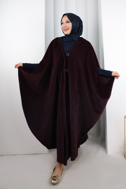 Hooded Wool-Blend Poncho 70130 Plum