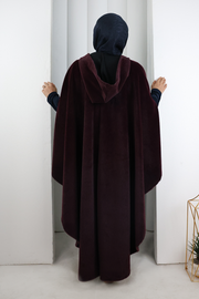 Hooded Wool-Blend Poncho 70130 Plum