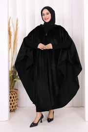 Hooded Wool-Blend Poncho 70130 Black