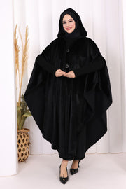 Hooded Wool-Blend Poncho 70130 Black