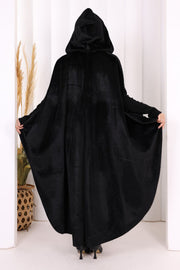 Hooded Wool-Blend Poncho 70130 Black