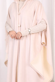 Hooded Wool-Blend Poncho 70130 Stone