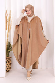 Hooded Wool-Blend Poncho 70130 Mink