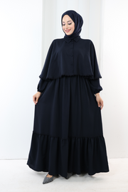 Guipure Lace Cape Dress 6079 Navy