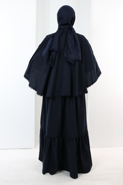 Guipure Lace Cape Dress 6079 Navy - view 4
