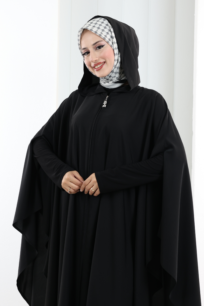 Hooded Zip Cape 7078 Black