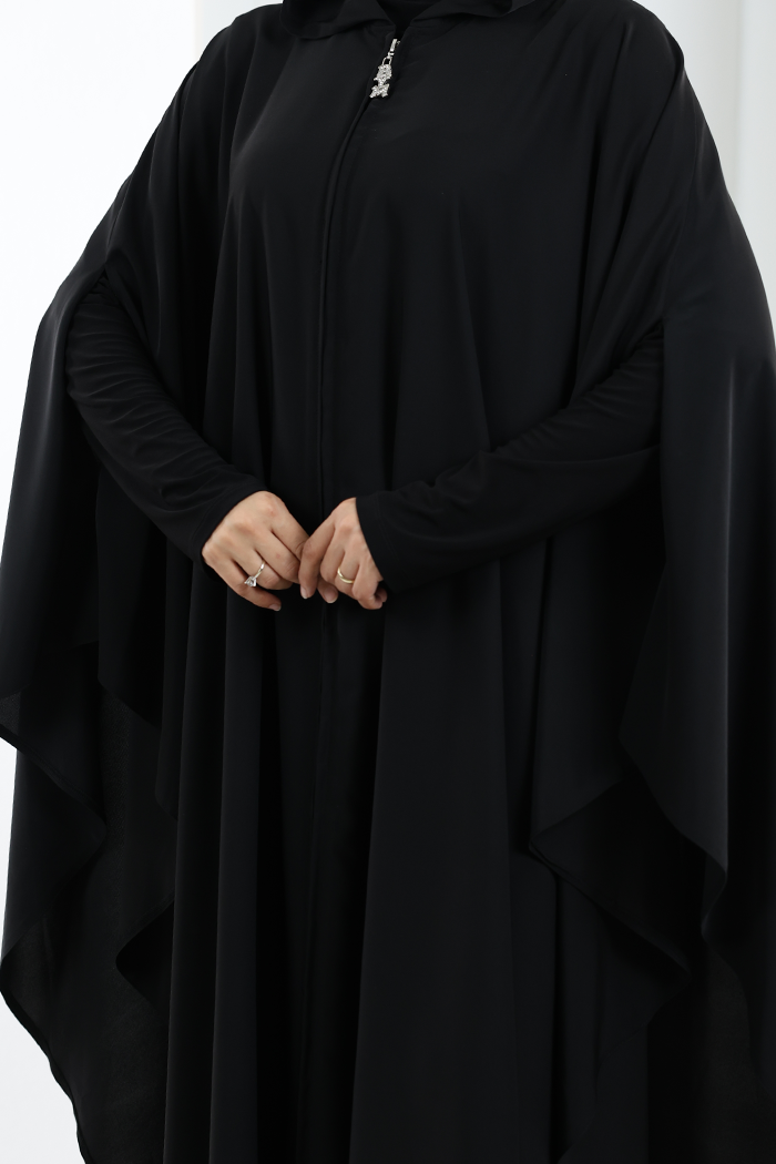 Hooded Zip Cape 7078 Black
