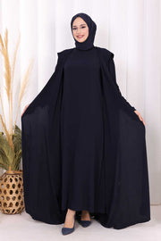 Hooded Abaya and Dress Set 70013 Navy - view 4