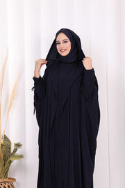 Hooded Abaya and Dress Set 70013 Navy - view 7