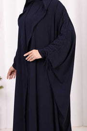 Hooded Abaya and Dress Set 70013 Navy - view 8
