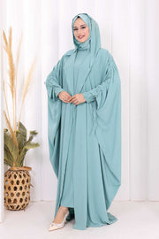Hooded Abaya and Dress Set 70013 Mint - view 4
