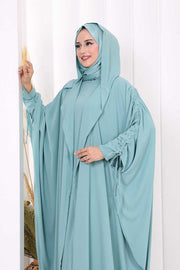 Hooded Abaya and Dress Set 70013 Mint - view 5