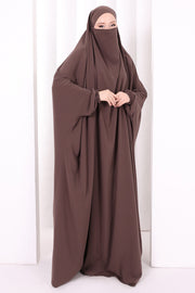 Built-In Niqab Ruffle Jilbab 6096 Brown - view 2