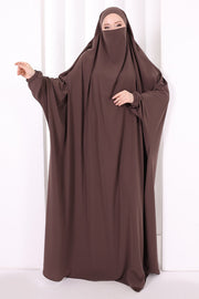 Built-In Niqab Ruffle Jilbab 6096 Brown - view 3