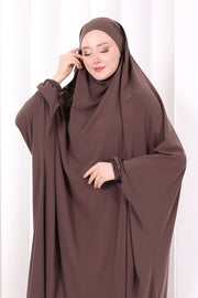 Built-In Niqab Ruffle Jilbab 6096 Brown - view 5
