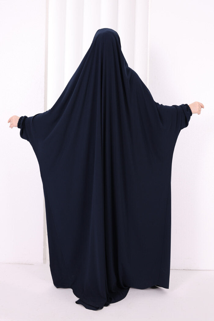 Built-In Niqab Ruffle Jilbab 6096 Navy