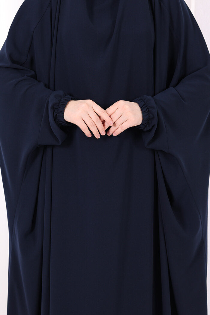 Built-In Niqab Ruffle Jilbab 6096 Navy