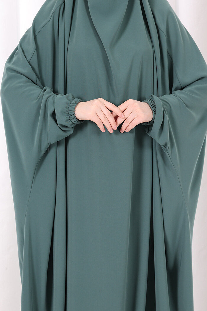 Built-In Niqab Ruffle Jilbab 6096 Mint