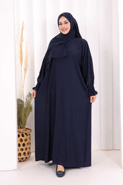 Prayer Dress with Attached Lace-Trim Shawl 8007 Navy - view 1