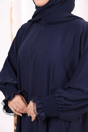 Prayer Dress with Attached Lace-Trim Shawl 8007 Navy - view 7