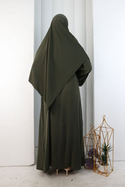 Crystal-Embellished Abaya with Matching Hijab 9205 Khaki - view 5