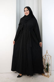 Crystal-Embellished Abaya with Matching Hijab 9205 Black