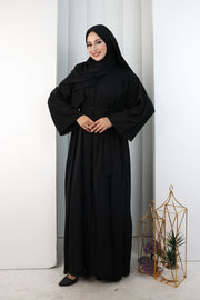 Crystal-Embellished Abaya with Matching Hijab 9205 Black - view 2