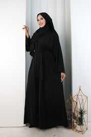 Crystal-Embellished Abaya with Matching Hijab 9205 Black - view 3