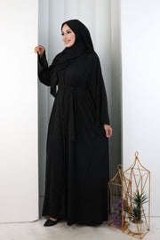 Crystal-Embellished Abaya with Matching Hijab 9205 Black - view 4