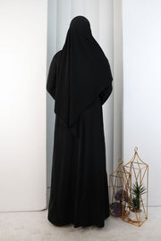 Crystal-Embellished Abaya with Matching Hijab 9205 Black - view 5