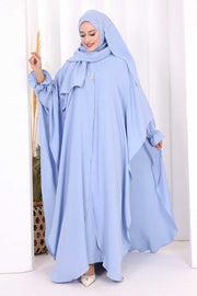 Three-Piece Hajj & Umrah Poncho Dress Set 8002 Baby Blue - view 2