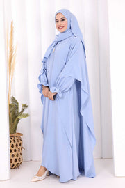 Three-Piece Hajj & Umrah Poncho Dress Set 8002 Baby Blue - view 3