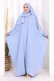 Three-Piece Hajj & Umrah Poncho Dress Set 8002 Baby Blue - view 1