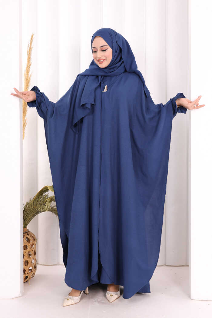 Three-Piece Hajj & Umrah Poncho Dress Set 8002 Navy
